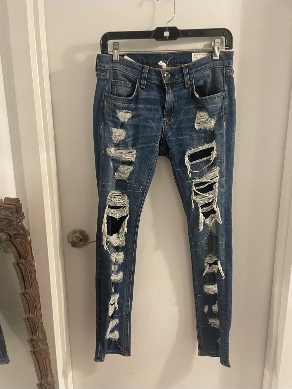 Rag & BONE size 26 Dre Ada Brigade Patch work distressed denim jeans
